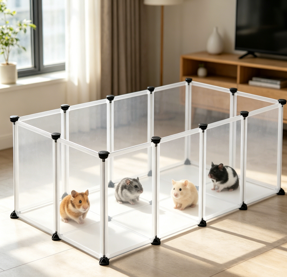Small Pet Playpen with Floor Panels, White - Image 2