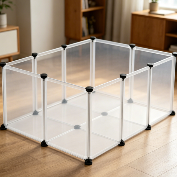 Small Pet Playpen with Floor Panels, White