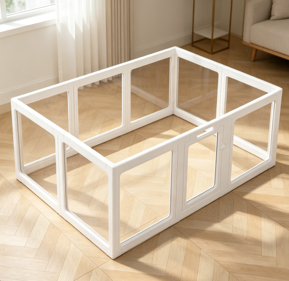 Clear Acrylic Pet Playpen, White - Image 2