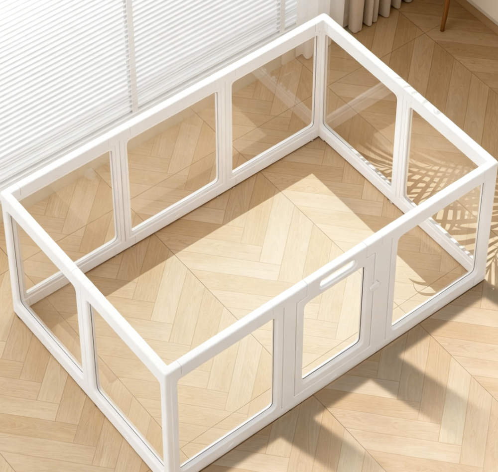 Clear Acrylic Pet Playpen, White