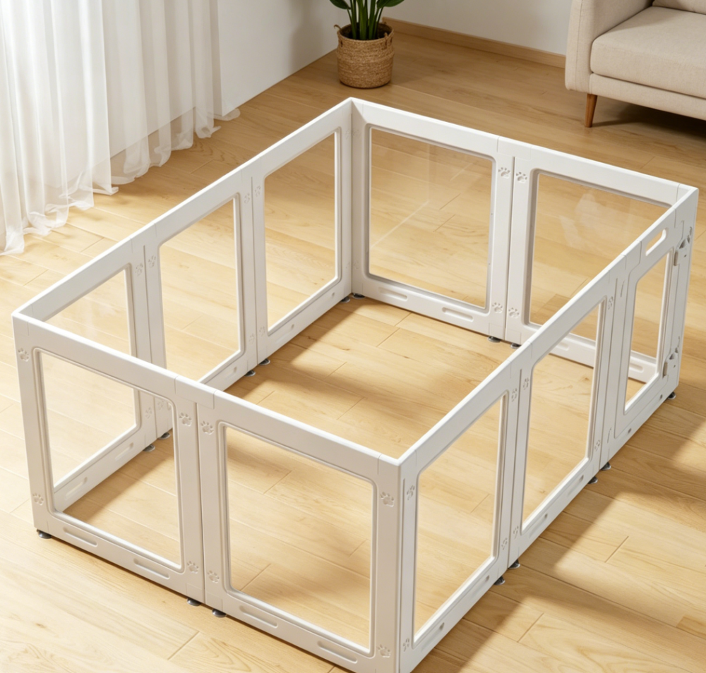 Clear Acrylic Playpen with Door, White