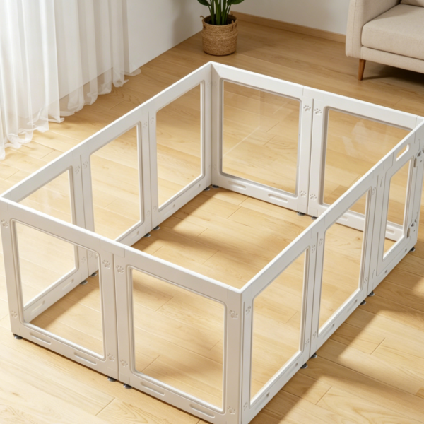 Clear Acrylic Playpen with Door, White