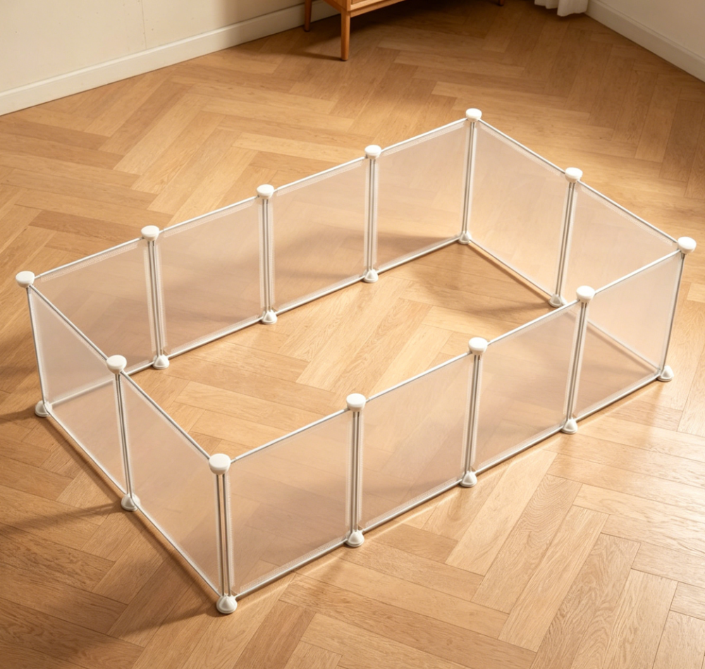 Transparent Small Animal Playpen, White