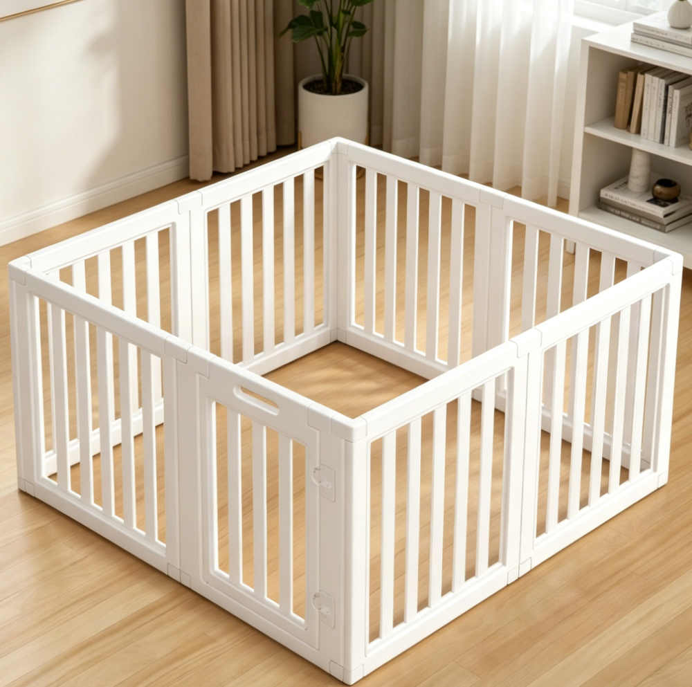 Clear Indoor Dog Playpen, Easy Assembly, White