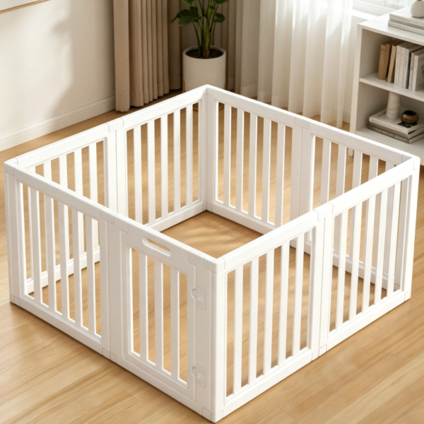 Clear Indoor Dog Playpen, Easy Assembly, White