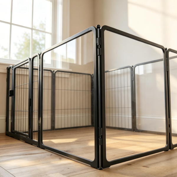 Acrylic & Wire Mesh Indoor Playpen, Black