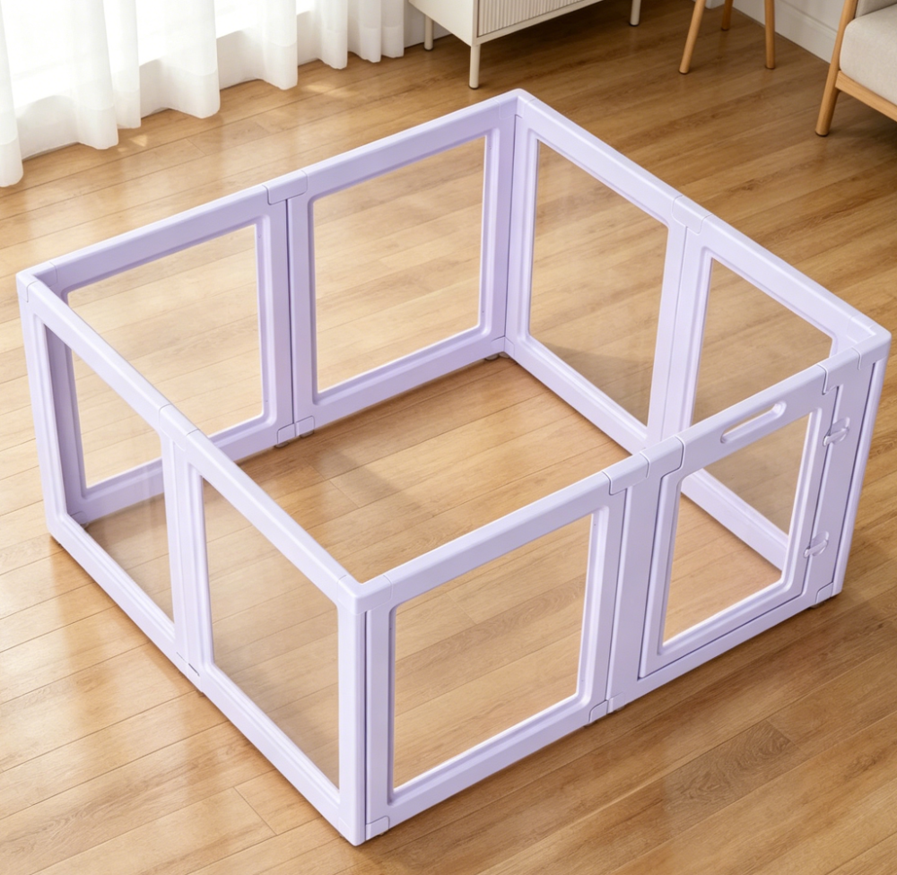 Clear Acrylic Playpen with Suction Cups, Purple - Image 2