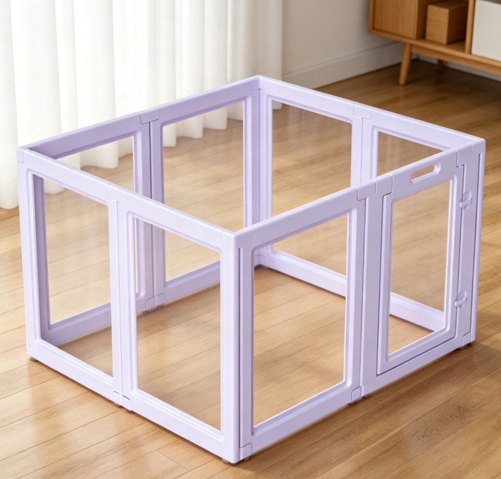 Clear Acrylic Playpen with Suction Cups, Purple