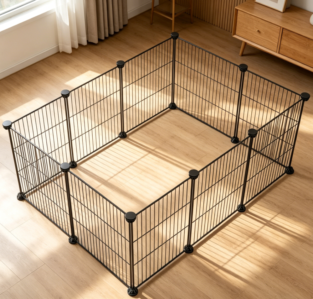 Metal Wire Small Pet Playpen, Black - Image 2