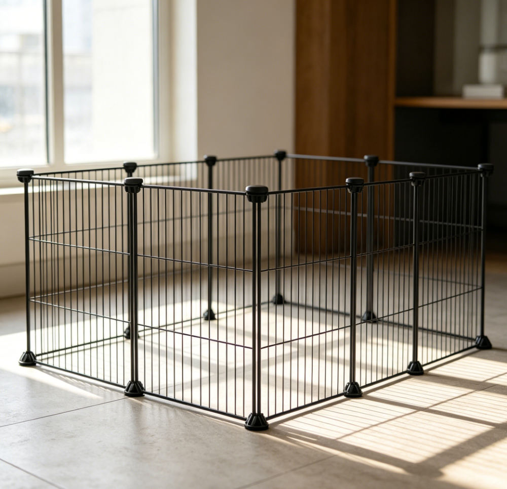 Metal Wire Small Pet Playpen, Black
