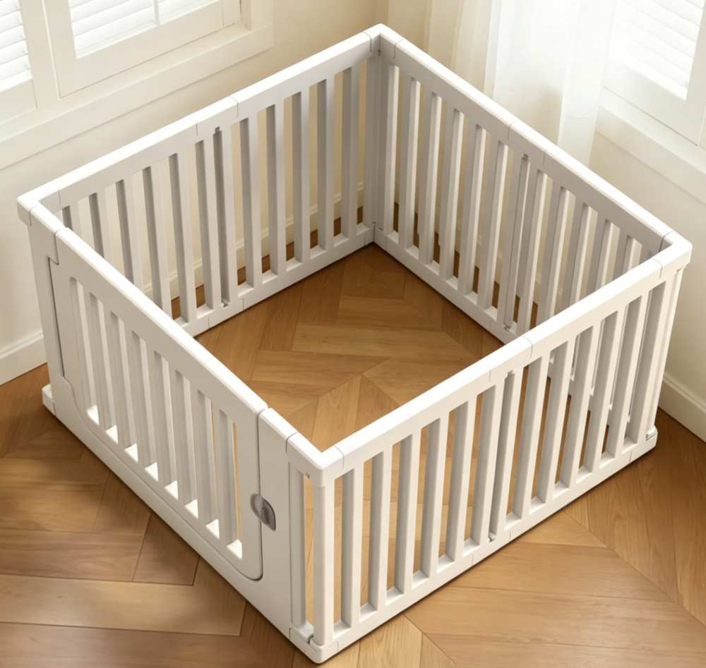 Plastic Playpen with Lockable Door, White