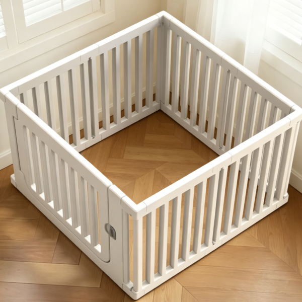 Plastic Playpen with Lockable Door, White
