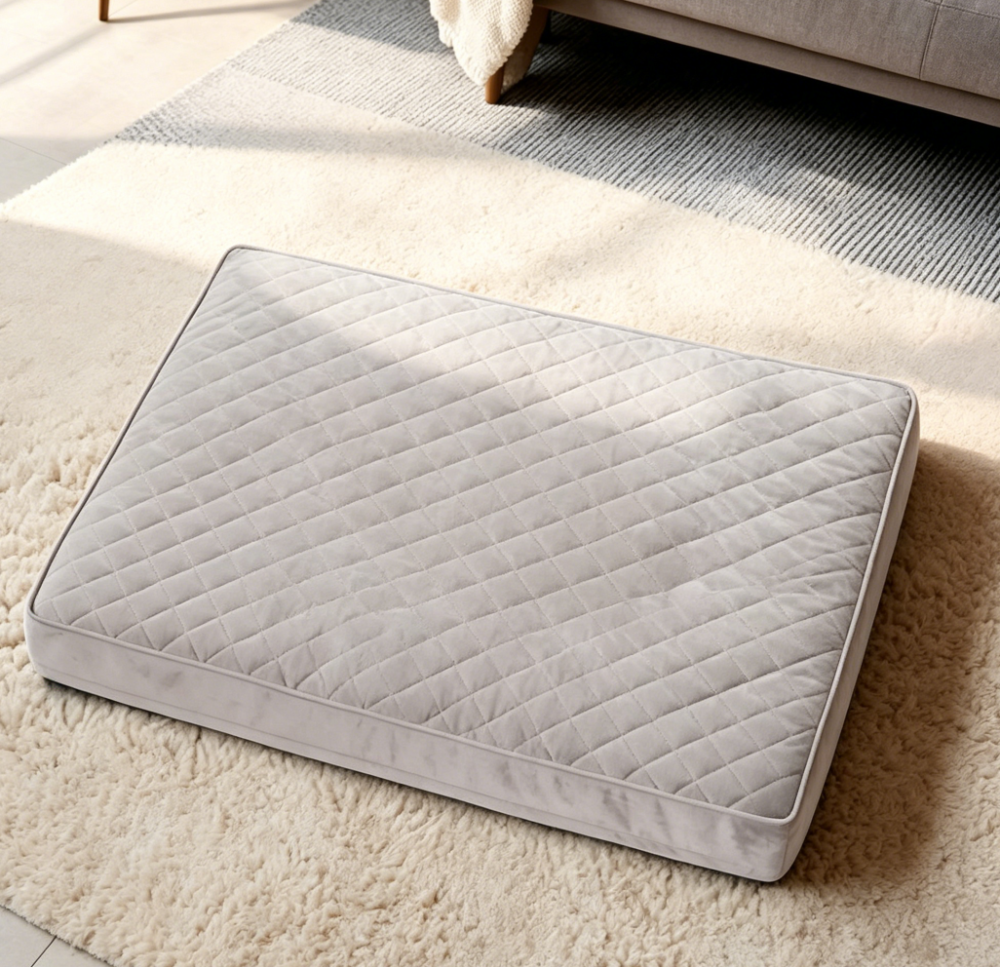 Quilted Orthopaedic Crate Bed, Waterproof, Light Grey - Image 2