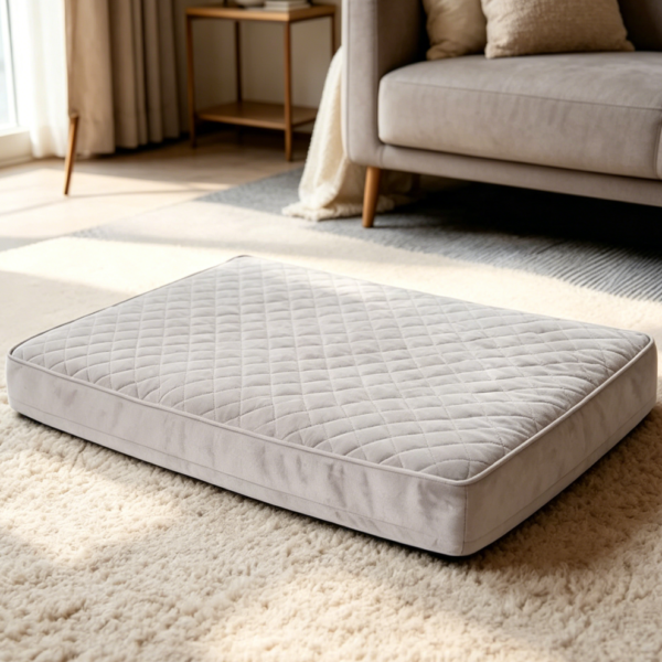 Quilted Orthopaedic Crate Bed, Waterproof, Light Grey