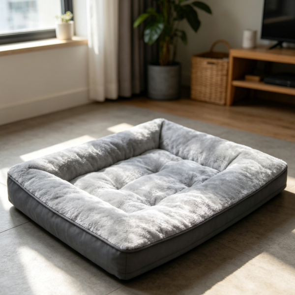 Plush Waterproof Crate Bed, Washable, Grey