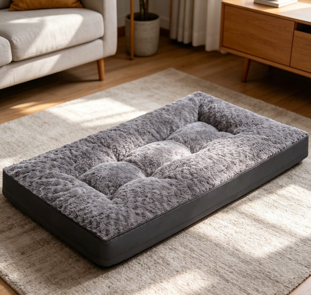 Rose Velvet Crate Bed, Waterproof, Grey - Image 2