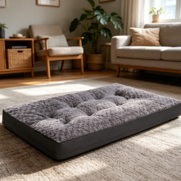 Rose Velvet Crate Bed, Waterproof, Grey