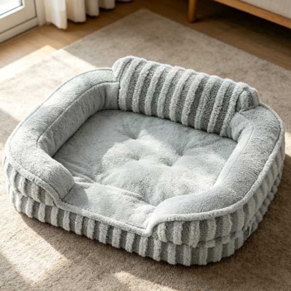 Orthopaedic Bolster Dog Bed, Waterproof, Grey
