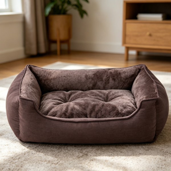Bolster Dog Bed with Waterproof Lining, Dark Brown