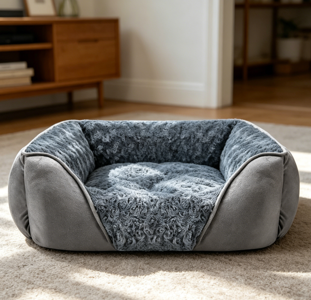 Calming Supportive Density Foam Bolster Dog Bed, Washable & Non-Slip - Image 2