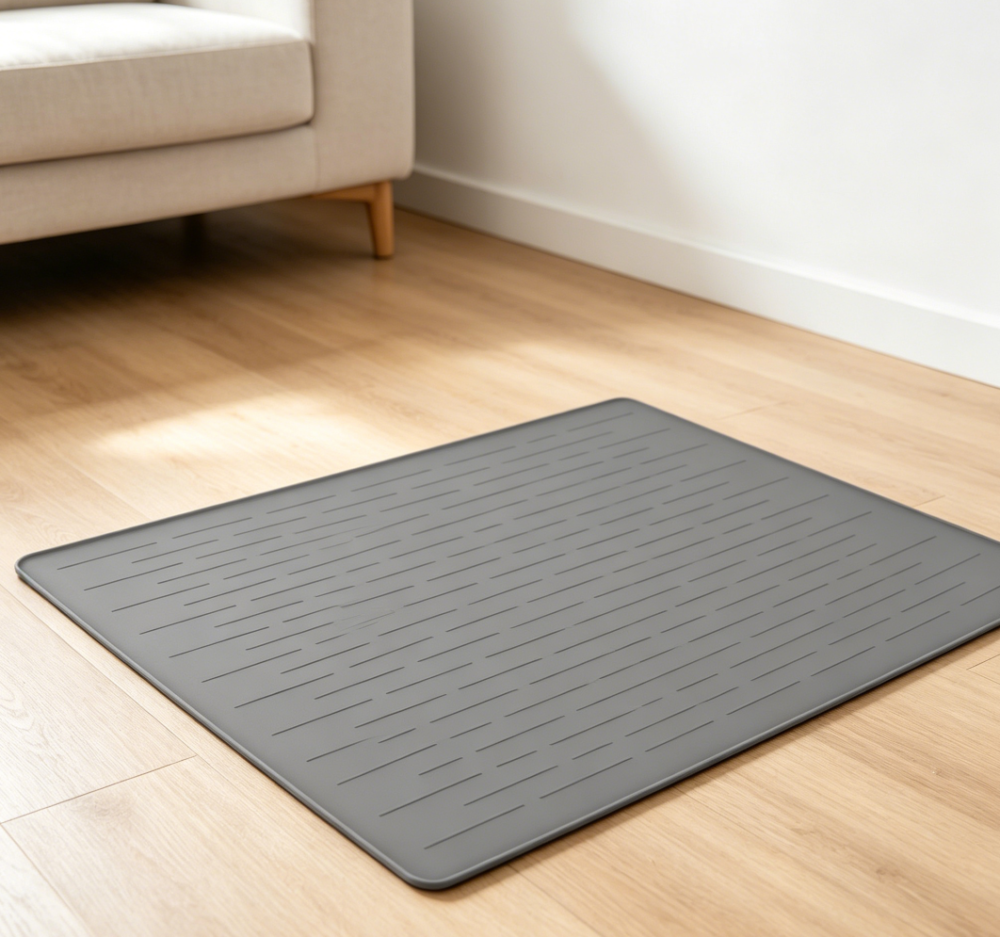 Waterproof Silicone Pet Feeding Mat, Dark Grey