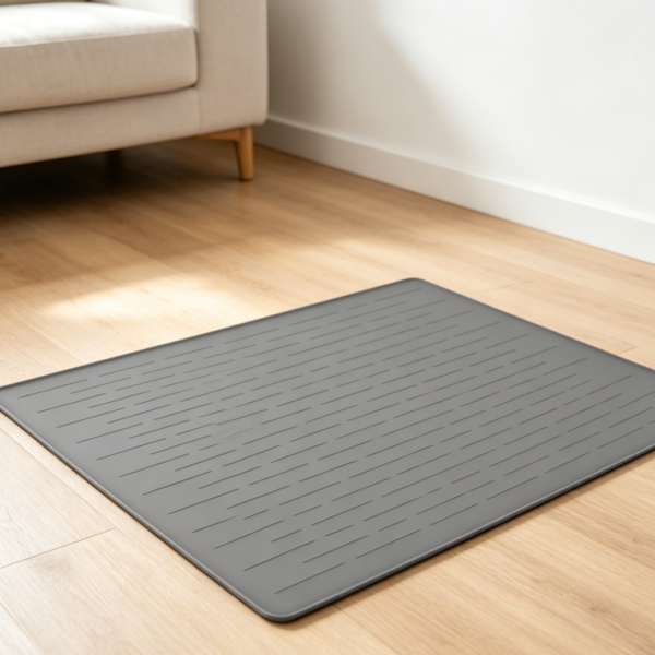 Waterproof Silicone Pet Feeding Mat, Dark Grey
